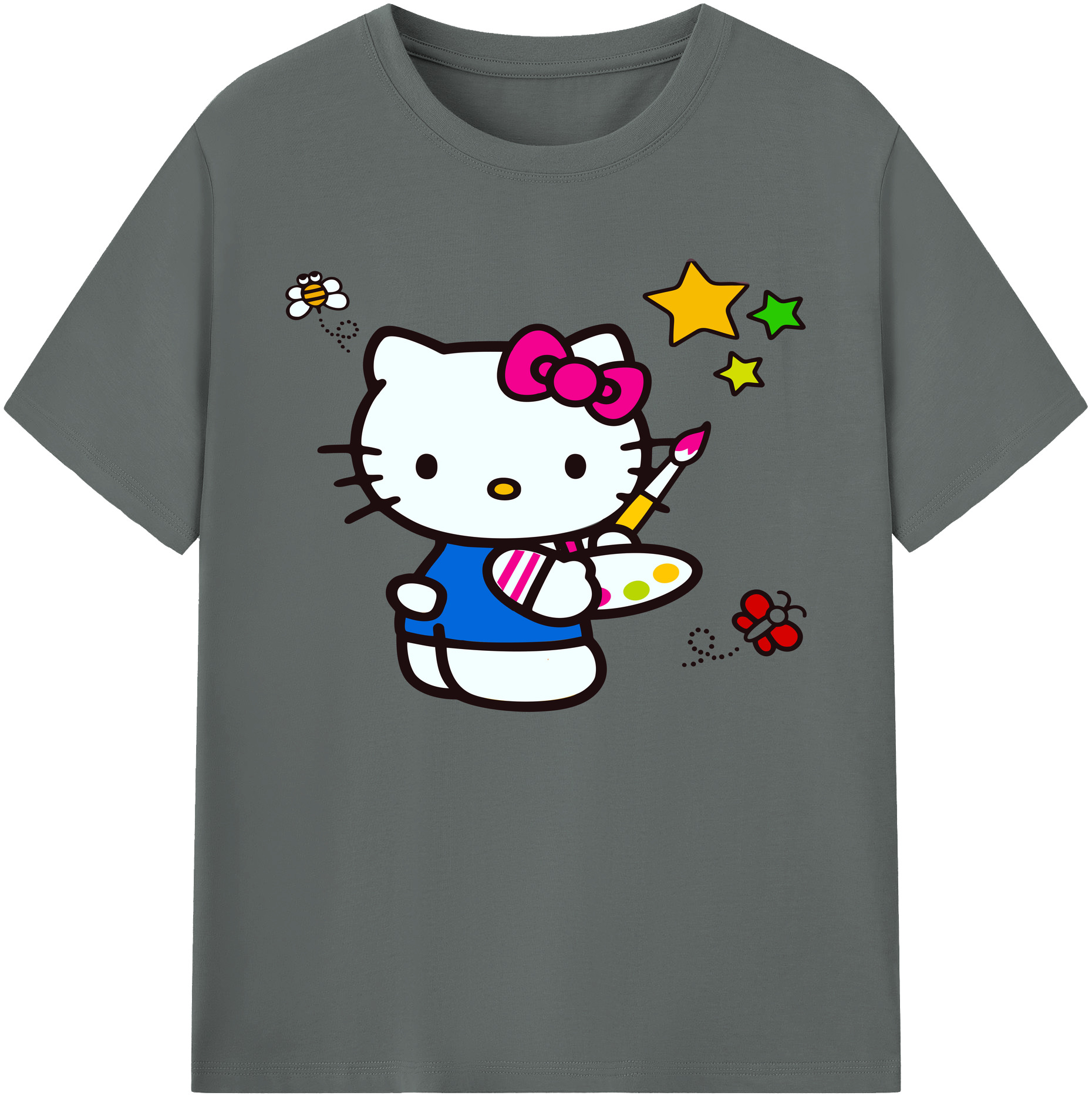 （画像用） Hello Kitty ハローキティ 綿100％ メンズ半袖Tシャツ｜肌触りやわらか＆通気性